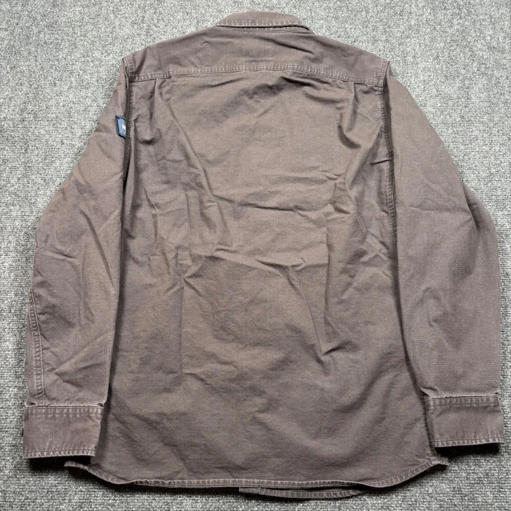 The North Face Utility Shirt Mens M Brown Ripstop Long Sleeve Logo Pockets